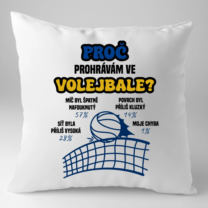 Proč prohrávám ve volejbale? - polštář s potiskem