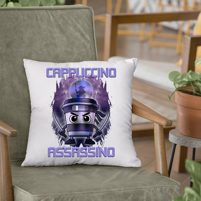 Cappuccino Assassino - Italian Brainrot - polštář s potiskem
