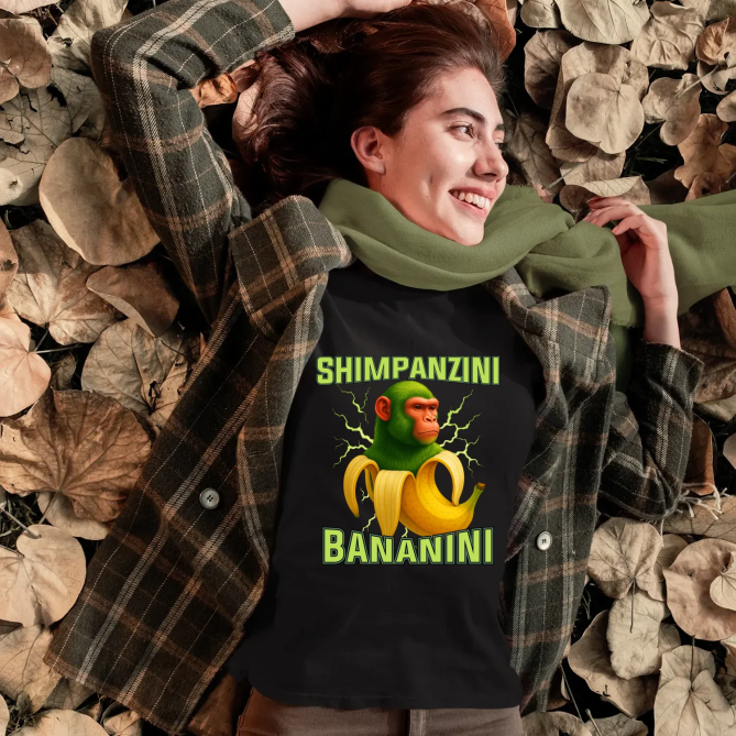 Shimpanzini bananini - Italian Brainrot - dámské tričko s potiskem