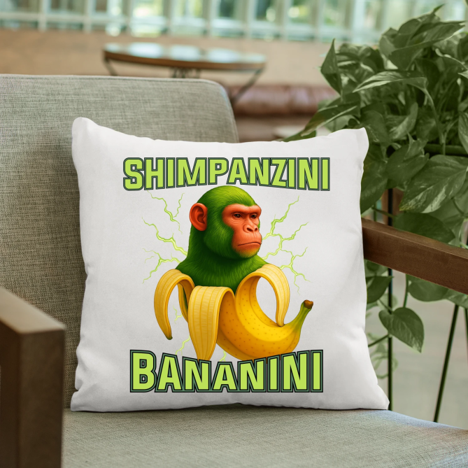 Shimpanzini bananini - Italian Brainrot - polštář s potiskem