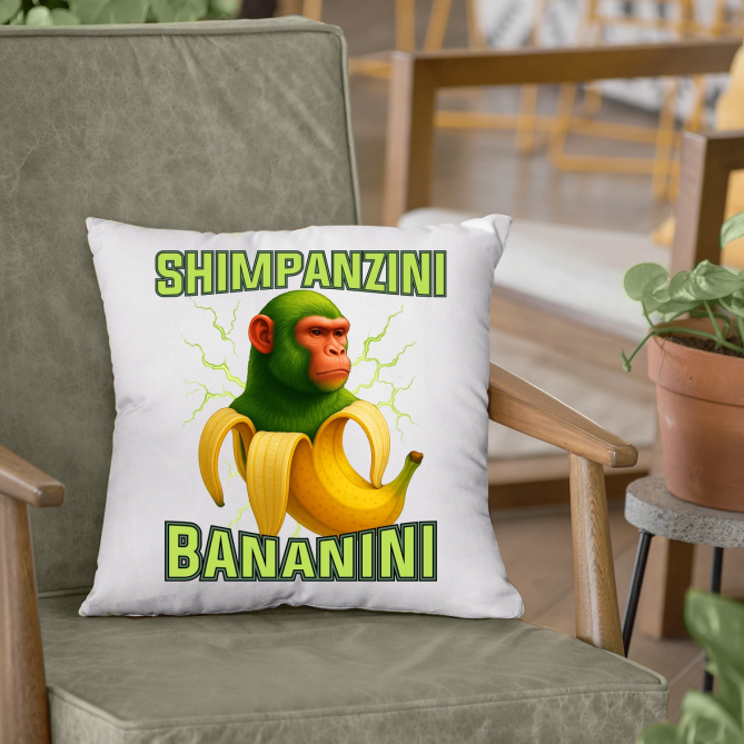 Shimpanzini bananini - Italian Brainrot - polštář s potiskem