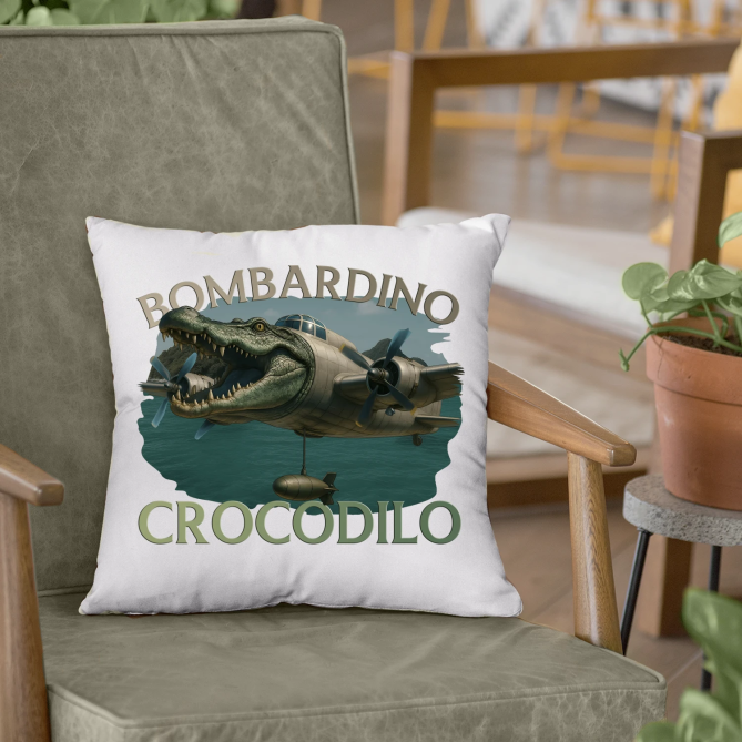 Bombardino Crocodilo - Italian Brainrot - polštář s potiskem