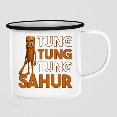Tung tung tung sahur - Italian Brainrot - keramický smaltovaný hrneček s potiskem