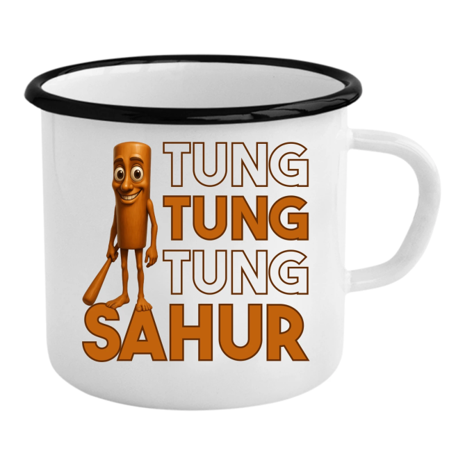 Tung tung tung sahur - Italian Brainrot - keramický smaltovaný hrneček s potiskem