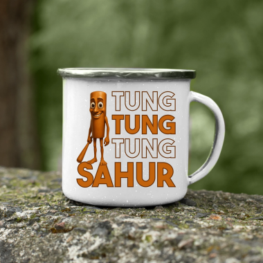 Tung tung tung sahur - Italian Brainrot - keramický smaltovaný hrneček s potiskem