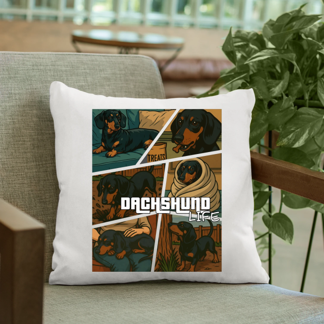 Dachshund life - Život jezevčíka - polštář s potiskem