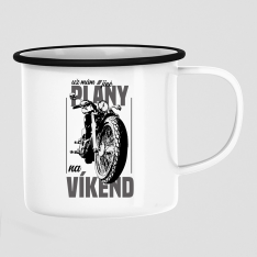 už mám jiné plány na víkend - keramický smaltovaný hrneček s potiskem