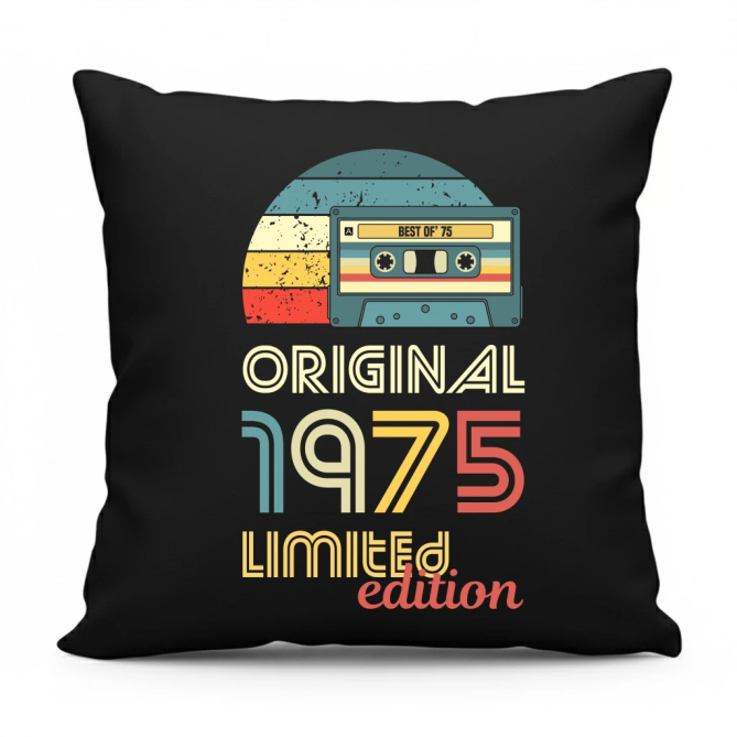 Original - best of' 1975 - černý polštář s potiskem - černý polštář s potiskem